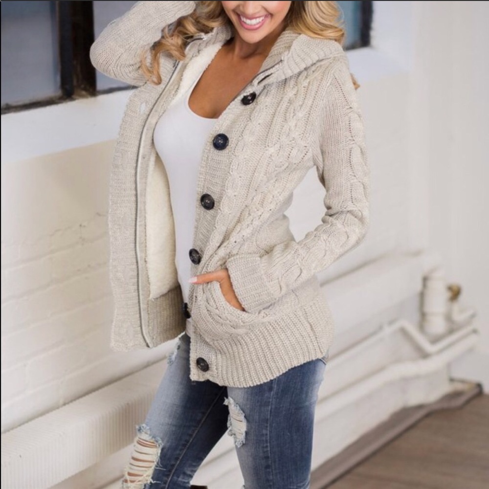 Ci Sono Sherpa Lined Zip Hooded Sweater